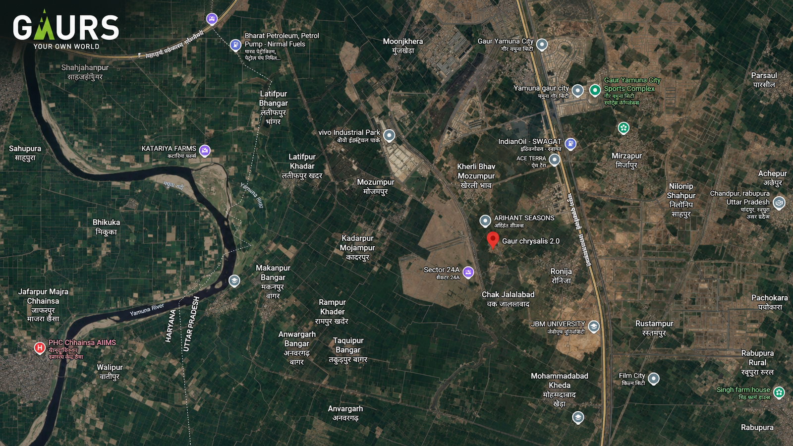 Gaur Chrysallis Location Map Near Jewar Airport